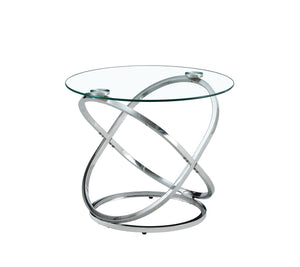 English Elm BLCJ03-SIL100 Round Clear Tempered Glass Coffee Table 80x80x45cm Sleek Modern Minimalist Design, Durable and Crystal-Clear Finish W370134275