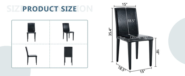 English Elm Four Black Pu Leather Dining Chairs with Steel Legs for Modern Industrial Kitchens W1151P372919