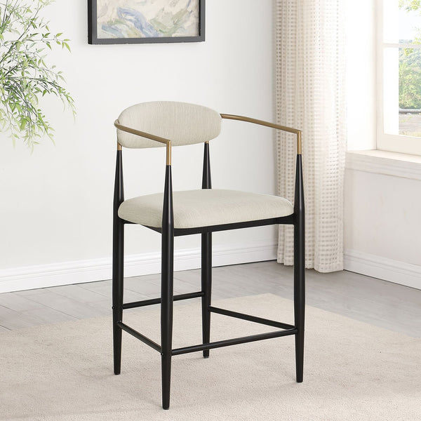 English Elm Kirkham Beige Upholstered Counter Chair Set of 2 — Mid-Century Open-Back Slim Profile, Plush Seating B062P375546