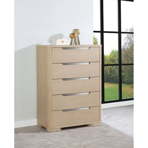 English Elm Mirador Tall Five Drawer Chest in Warm Elm Veneer for Contemporary Bedroom Storage B062P447746