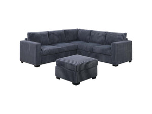 English Elm Beautiful 4-Piece Sectional Set with Ottoman — Plush Corduroy L-Shaped Sofa, Modern Low-Profile Design Dark Gray 39 L x 26 W x 39 H B011S01746