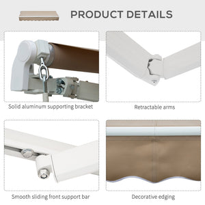 English Elm Outsunny 8' X 7' Manual Retractable Awning - Durable Outdoor Sun Shade For Patios & Windows, Brown W2225P174155-GIGA