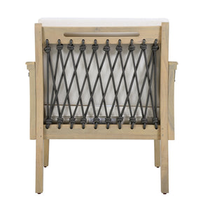 English Elm Outdoor Acacia Wood Patio Club Chair with Woven Rope Armrests and Teak Finish Cream,Dark Gray,Light Teak N768P363953L