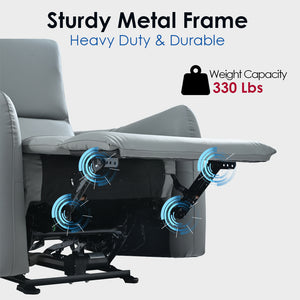 English Elm Wall Zero Wall Power Recliner Chair with Overstuffed Backrest, USB Type-C Charging Port, Space-Saving Electric Recliner for Small Rooms Blue Gray W1028S00036