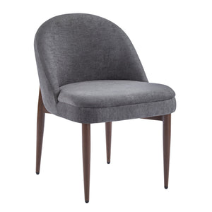 English Elm Christopher Knight Home® - Fabric Chenille Upholstered Iron Dining Chair with Ergonomic Curved Back, Plush Cushioning, Durable Frame Grey,Walnut 27.25 L x 24 W x 22.5 H N776P272026D