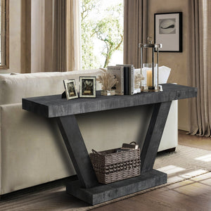 English Elm 60 Vintage Distressed Wood Entryway Bench with Two-Tier Solid Veneer Storage Cabinet, Rustic Farmhouse Style Antique Black W1445P287873