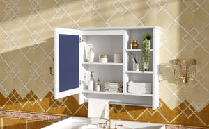 English Elm 30 Inch Wall Mount Mirror Cabinet Mdf Storage with Soft Close Hinges Bathroom Vanity White N710P186086K