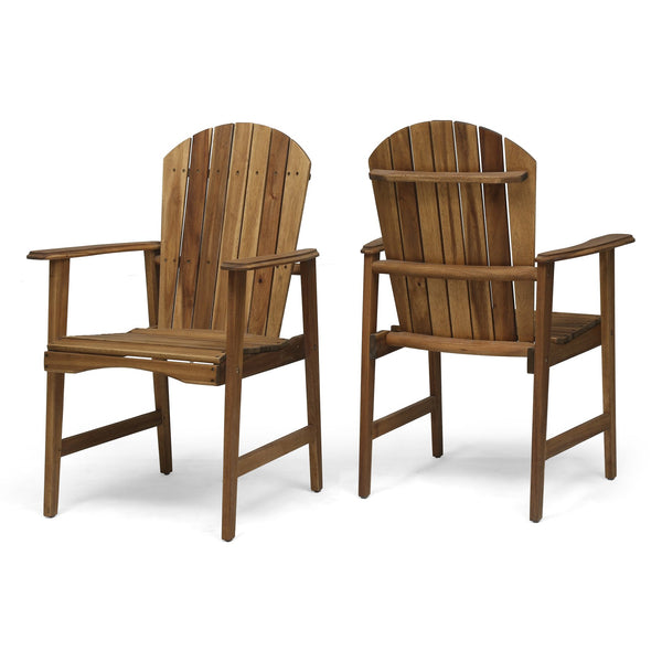 English Elm Christopher Knight Home® - Outdoor Acacia Wood Adirondack Dining Chairs Set of 2 — Weather-Resistant Patio Armchairs with Rustic Charm and Comfort Natural 64844.00
