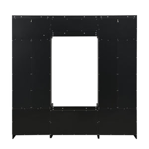 English Elm VIBE Modern Hall Tree with Shoe Cabinets, 3-Seat Bench, 7 Hooks & Adjustable Shelves, 79" wide Black SJ000147AAB