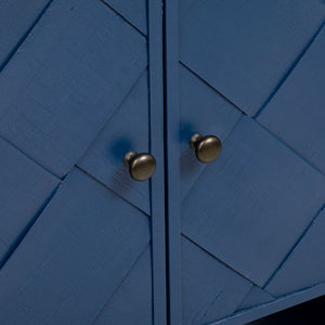 English Elm U_Style woven wood slat console table with solid veneer top, durable MDF frame, 220lb capacity, elegant entryway centerpiece Navy Blue N711P269058V