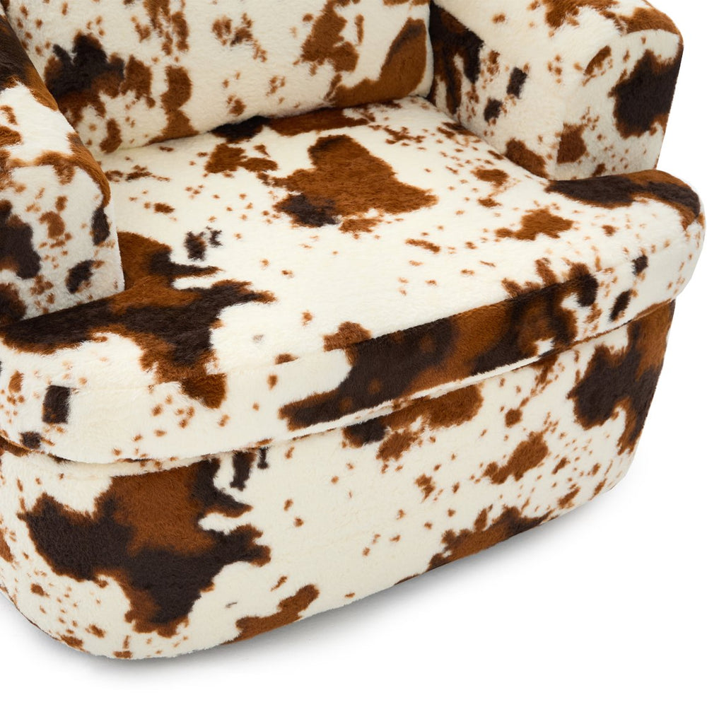 English Elm 360° Swivel Sofa Chair with Dual-Layer Cushion, Tufted Back & Iron Base for Living Room Comfort Beige+Brown N719P351870Z