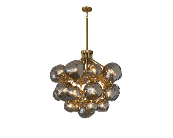 Sunpan DIONIS Chandelier - Stunning Round Artisanal Glass Design in Brushed Gold for Luxurious Spaces 112420