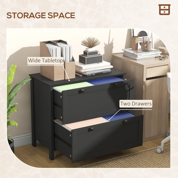 English Elm HOMCOM Lateral 2-Drawer File Cabinet with Lock & Keys, Adjustable Bars for Letter A4 Legal Files W2225P217763