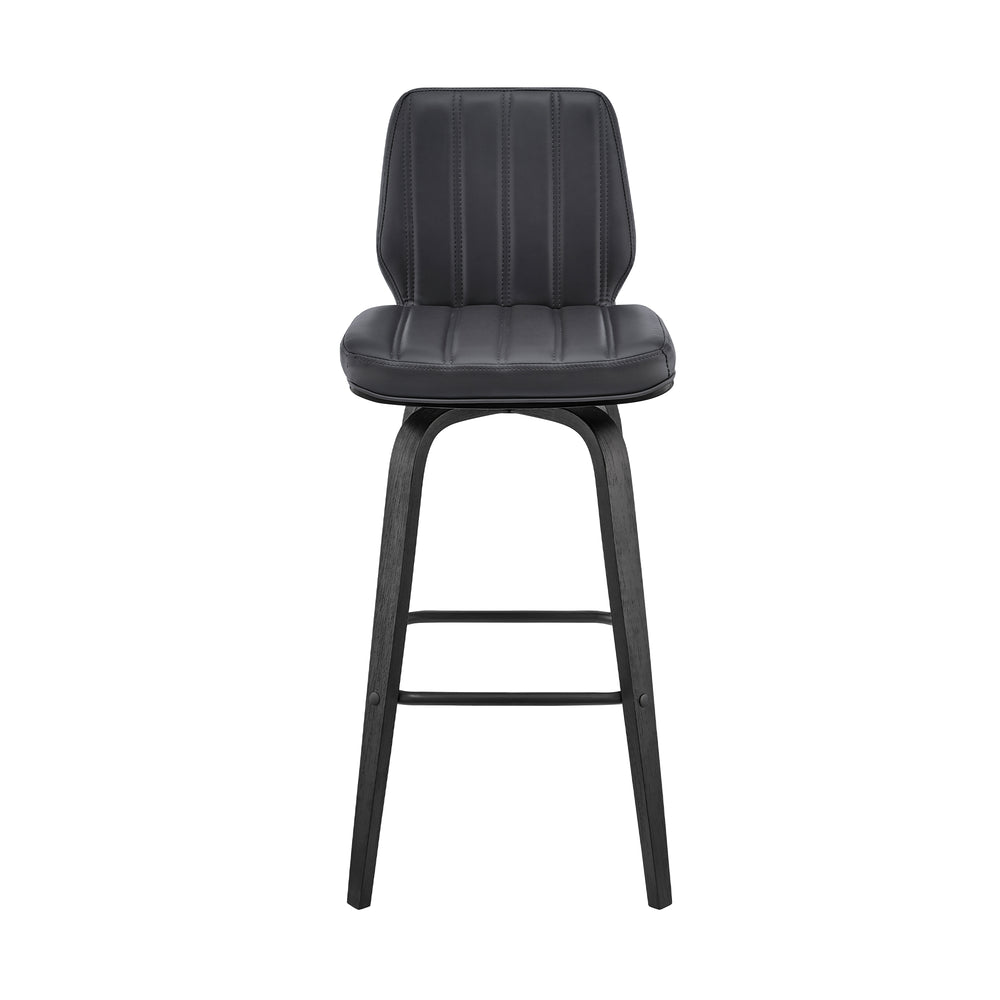 English Elm Quorin 26" Swivel Counter Height Gray Faux Leather Bar Stool with Black Wood, 360° Smooth Glide B2736P268595