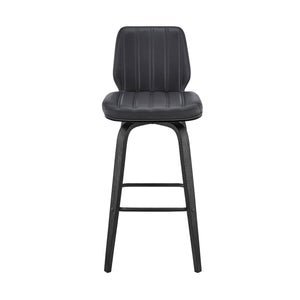 English Elm Quorin 26" Swivel Counter Height Gray Faux Leather Bar Stool with Black Wood, 360° Smooth Glide B2736P268595