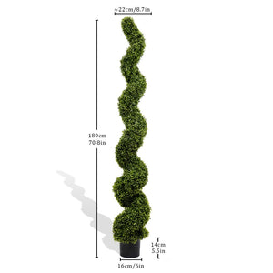 English Elm 6ft Spiral Topiary Faux Boxwood Potted Trees Uv Resistant Outdoor Porch Patio Set of 2 W2945P279013