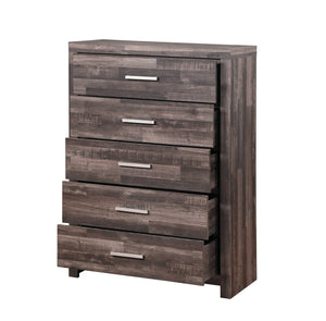English Elm Juniper six-drawer dark cherry dresser with plank-pattern frame, sturdy sled base and smooth glides for organized, timeless bedroom storage Dark Brown 52 L x 18 W x 37 H B2726P257371