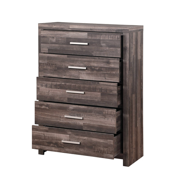 English Elm Juniper six-drawer dark cherry dresser with plank-pattern frame, sturdy sled base and smooth glides for organized, timeless bedroom storage Dark Brown 52 L x 18 W x 37 H B2726P257371