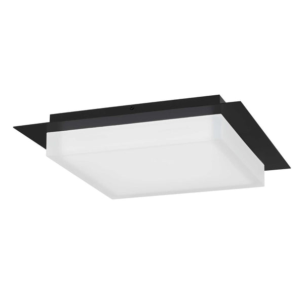 English Elm 14 Inch Square Led Flush Mount Ceiling Light Dimmable Acrylic Diffuser for Any Room Black B370P399080