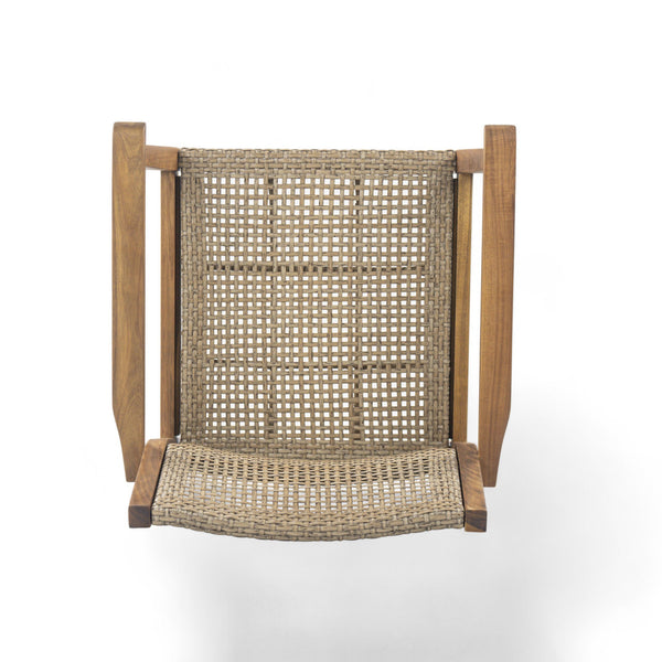 English Elm Christopher Knight Home® - Amaris Acacia Outdoor Dining Chairs Set of 2 with Teak Finish & Wicker Accents, Weather‑Resistant Comfort N775P237216T