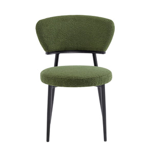 English Elm Christopher Knight Home® - Upholstered Modern Dining Chair Set of 2 with Soft Fabric Seats, Sturdy Metal Legs for Comfort & Style Black+Green N772P242368G