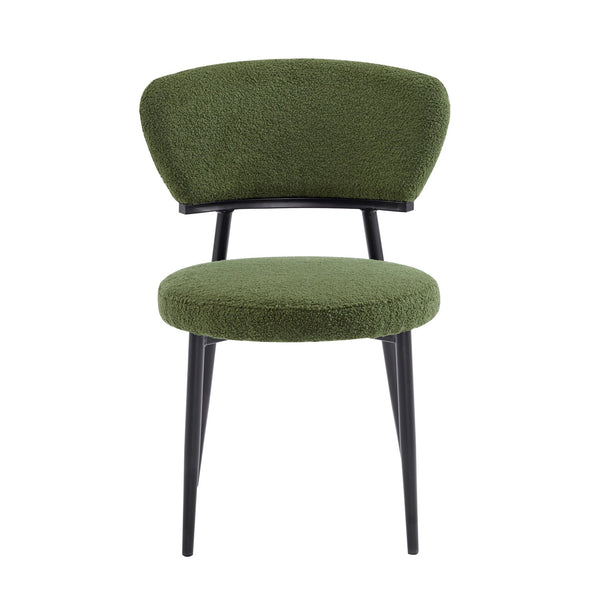 English Elm Christopher Knight Home® - Upholstered Modern Dining Chair Set of 2 with Soft Fabric Seats, Sturdy Metal Legs for Comfort & Style Black+Green N772P242368G