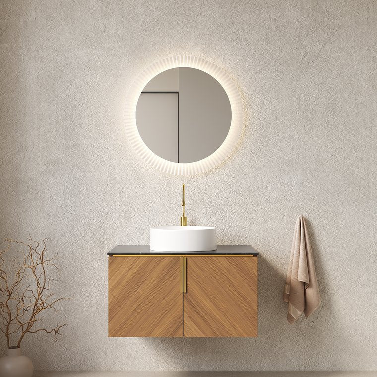 English Elm Arai 30" Wall-Mounted Bathroom Vanity With Sink, Stylish Black Stone Top & Elegant Storage Cabinet W2615S00158