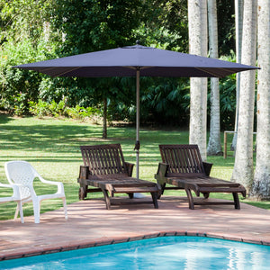 English Elm Rectangle Patio Umbrella with Crank Lift and Tilt, UV-Resistant 180G Polyester Canopy, Ventilated Shade (Base Not Included) Navy Blue W1859P353557