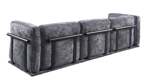 English Elm 102 Inch Linen Modular Sectional Sofa with Hidden Storage and Cloud Cushion Comfort Dark Gray W1099S00188