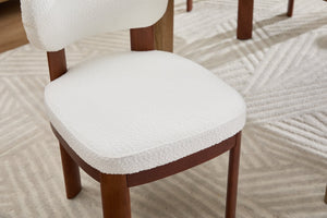 English Elm Farmhouse Fabric Upholstered Dining Chair Set Curved Back Solid Wood Legs for Two W3244P375750