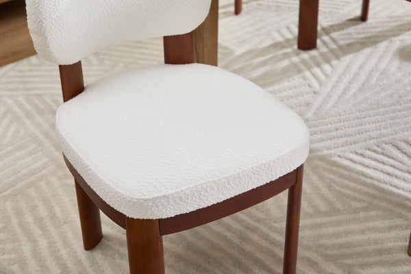 English Elm Farmhouse Fabric Upholstered Dining Chair Set Curved Back Solid Wood Legs for Two W3244P375750
