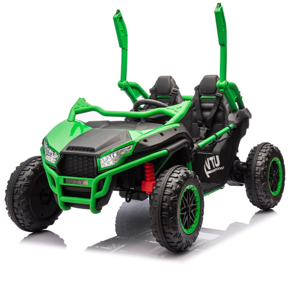 English Elm 24v Two Seater Kids Utv with Parental Remote Dual Motors Four Wheel Suspension Led Green W1578P198435