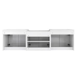 English Elm 72" Float Mount Double Sink Bathroom Vanity Glossy White Plywood Soft Close W999S00535