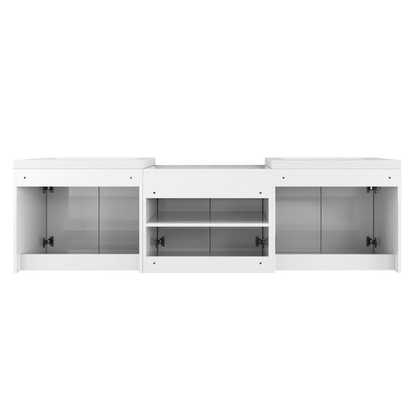 English Elm 72" Float Mount Double Sink Bathroom Vanity Glossy White Plywood Soft Close W999S00535