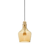 INK+IVY Auburn Transitional Auburn Bell Shaped Hanging Glass Pendant Light FB151-1188 Gold/Amber