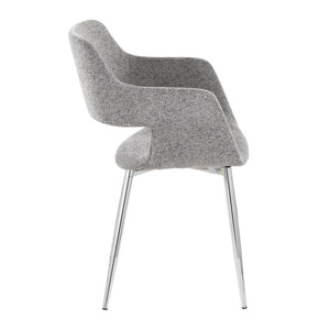 English Elm Margarite Contemporary Dining/Accent Chair Set Of 2 – Stylish Grey Fabric & Chrome Metal Elegance B202S01268