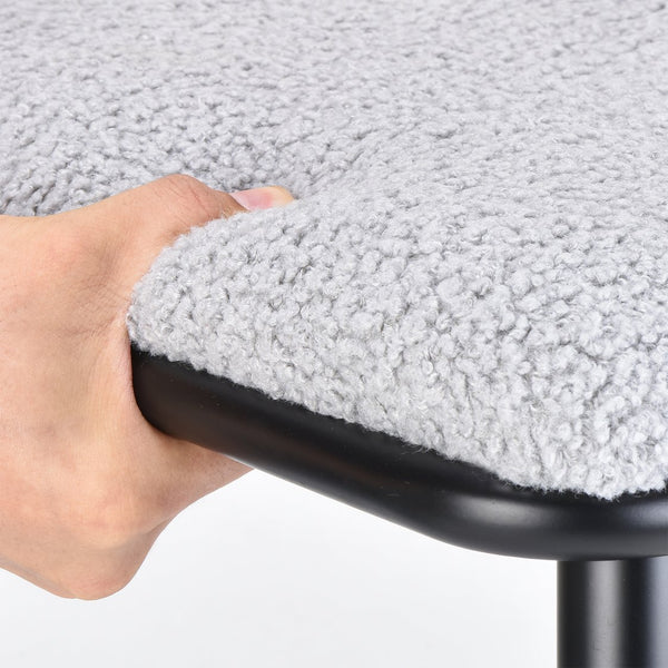 English Elm Dining Chairs Mid-Century Modern Rattan Backrest Bouclé Upholstered Metal Frame Comfortable Design LIGHT GREY T3623P379924