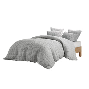 JLA Home N Natori - Quilt Super-Soft Crushed Microfiber Euro Sham with Over-Quilted Texture, Hidden Zipper Closure Grey NS11-3662