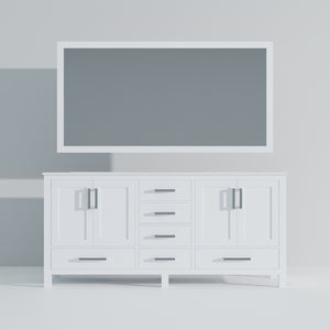 English Elm White Double Bath Vanity 72" W x 22" D with Cultured Marble Top, Soft-Close Drawers & 70" Mirror B2731S00792