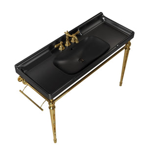 English Elm Vici 48 Inch Bathroom Vanity with Iron Legs and Gold Hardware Industrial Retro Style W2615P370908