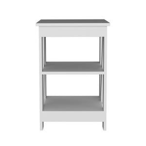 English Elm Taylor 3-Tier End Table White — Compact Nightstand & Sofa Side Table with Ample Open Storage Shelves B200P188840