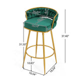 Christopher Knight Home® - Noble House - - Swivel Counter Height Bar Stools Set Of 2, 31.5" Bar Height Stools With Hand-Woven Backrest & Gold Metal Legs, Modern Low Back Upholstered Kitchen Chairs With Footrest For Island, Dining Room,Green