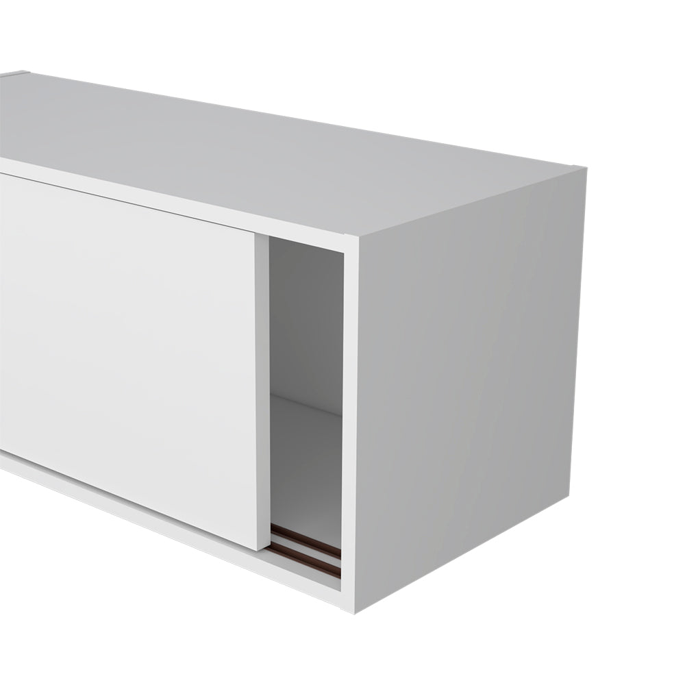 English Elm Wall Cabinet Bliss White Engineered Wood Wall-Mounted Storage with Sliding Doors, 55 lb Capacity, Space-Saving Design B092P245923
