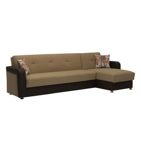 English Elm PrimeNest Concorde Collection Upholstered Convertible Chaise Lounge with Storage, Sleeper, 1500 lb Capacity and Click-Clack Convenience Brown,Brown PU B030P305097