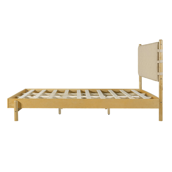 English Elm Christopher Knight Home® - Premium Rubber Wood Platform Bed Frame - King Size With Headboard, Elegant Mid-Century Design In Beige N770P288597A_N770P288598A