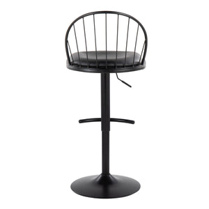 English Elm Riley Farmhouse Adjustable Height Barstool with Swivel, Faux Leather Seat, Metal Frame & T-Footrest Set of 2 Black B202S01001