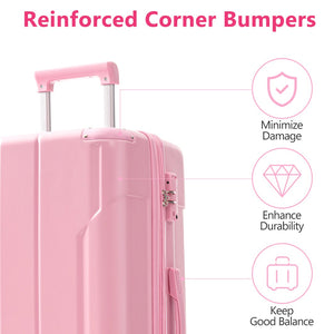 English Elm Hardshell Abs Checked Suitcase with 360 Spinner Wheels Expandable Tsa Lock 28 Inch Pink N730P296747P