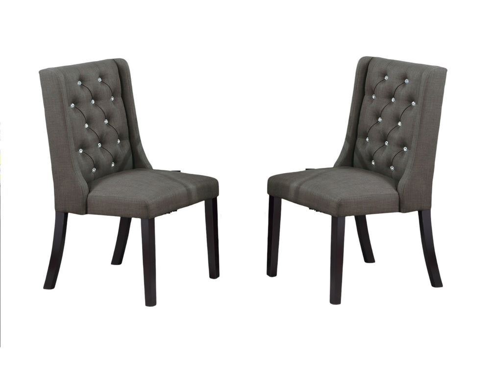 English Elm Modern Fabric Tufted Dining Chairs Set of 2, Ash Black Wingback Accent Seats, Rubberwood & MDF, 20"H Seat Durable Upholstery Comfort Stylish Design B011P194025