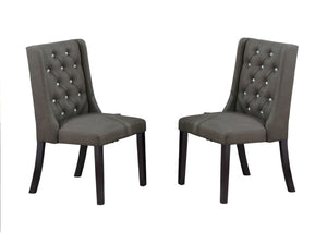 English Elm Modern Fabric Tufted Dining Chairs Set of 2, Ash Black Wingback Accent Seats, Rubberwood & MDF, 20"H Seat Durable Upholstery Comfort Stylish Design B011P194025