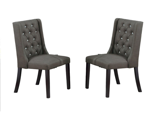English Elm Modern Fabric Tufted Dining Chairs Set of 2, Ash Black Wingback Accent Seats, Rubberwood & MDF, 20"H Seat Durable Upholstery Comfort Stylish Design B011P194025